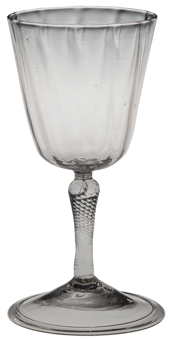 ribbed wine glass with knurled stem