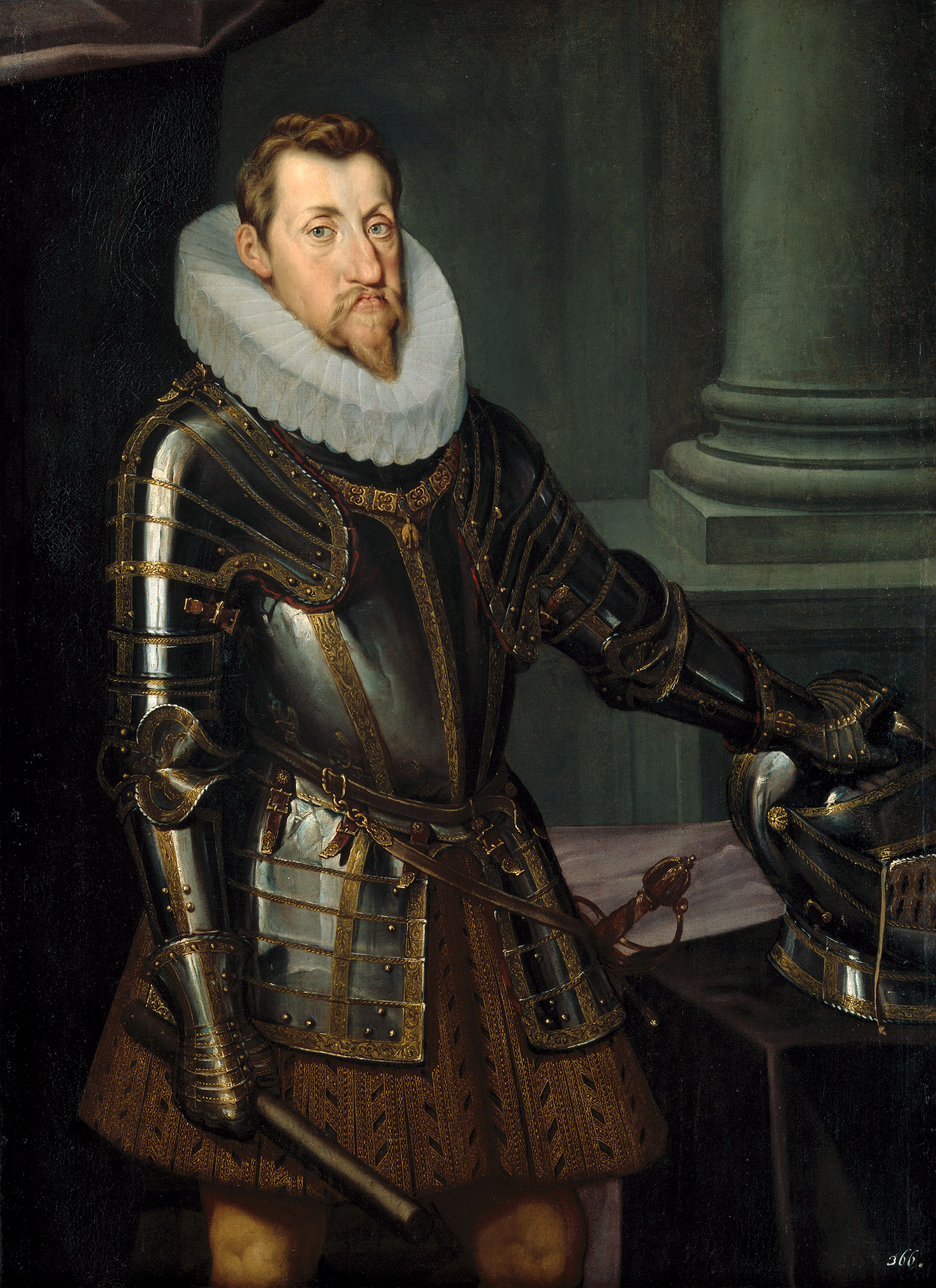 Painting of Ferdiand II wearing a suit of armor